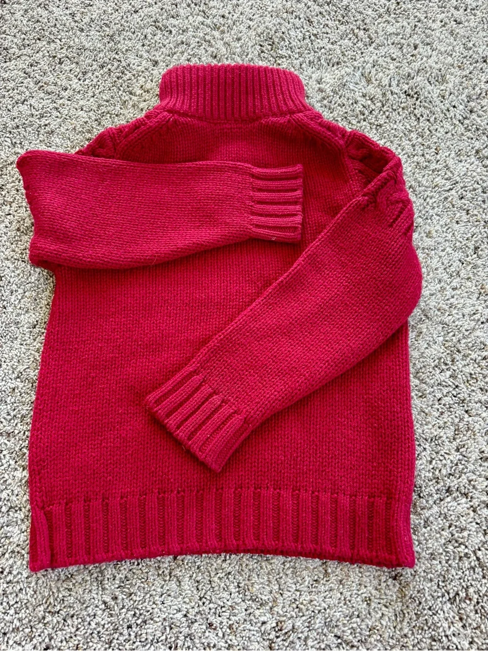 Boys gap Cozy Red Cable-Knit Sweater with Buttoned sherpa Neck and patched elbow